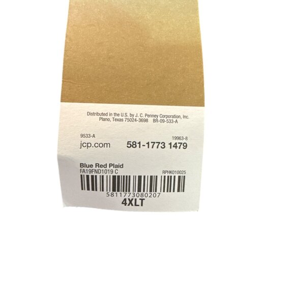 The Foundry Supply Co. Mens 4XLT Blue & Red Plaid Cotton Button-Up Shirt NWT - Picture 6 of 7